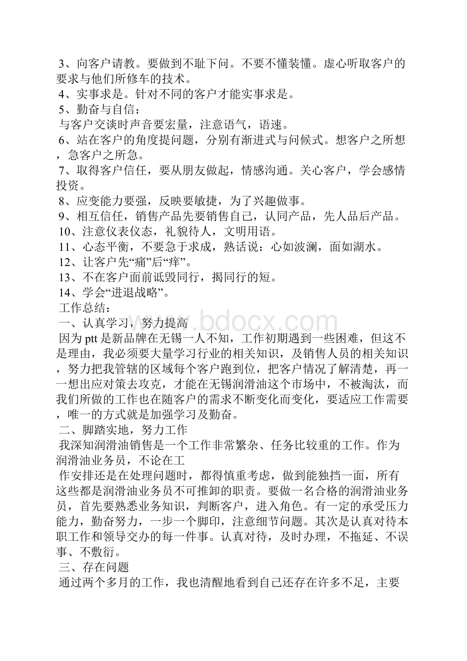 润滑油业务员工作总结.docx_第2页