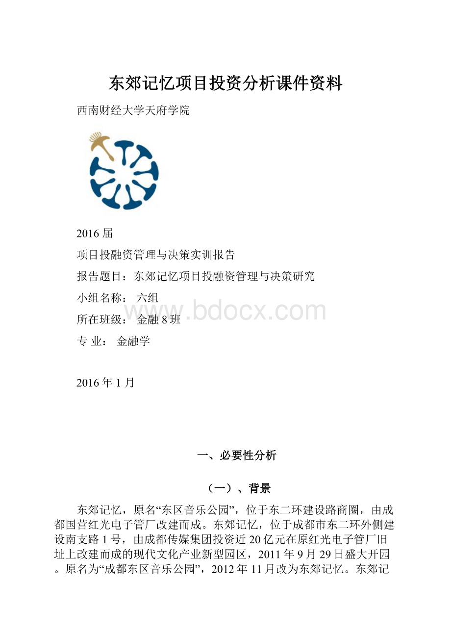 东郊记忆项目投资分析课件资料.docx_第1页