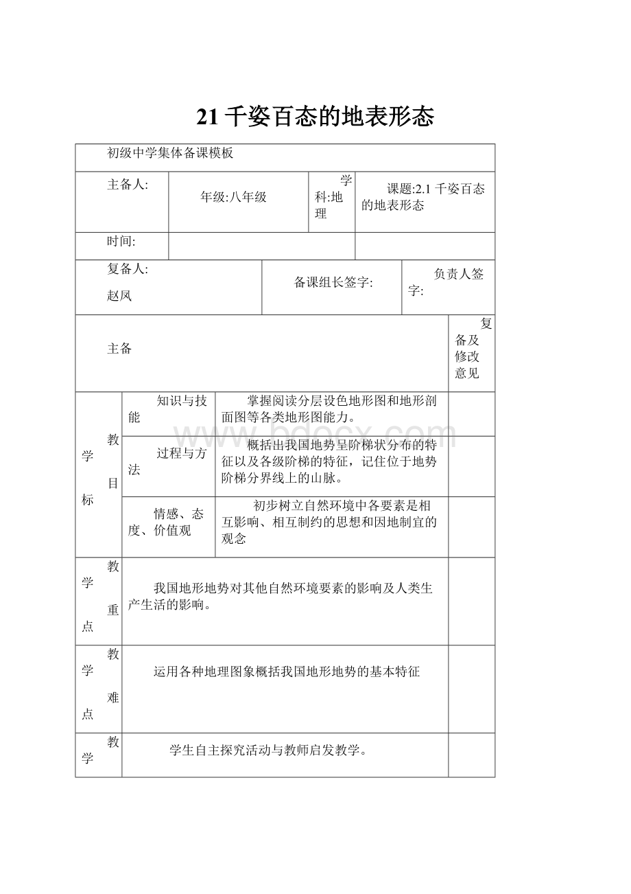 21千姿百态的地表形态.docx