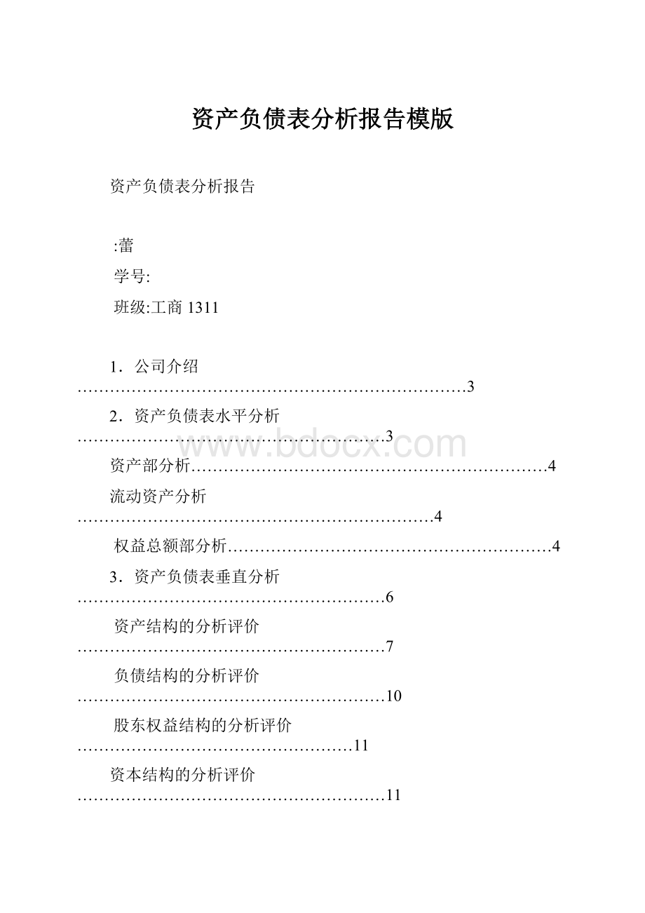 资产负债表分析报告模版.docx