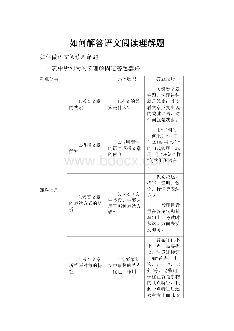 如何解答语文阅读理解题.docx