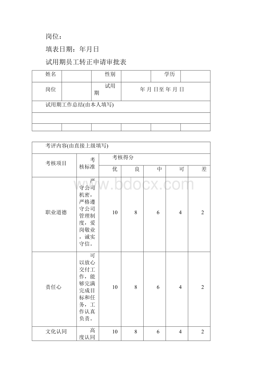 试用期员工转正审批表最新文档.docx_第2页