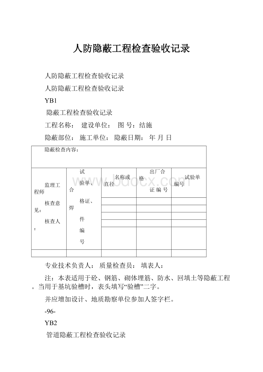 人防隐蔽工程检查验收记录.docx_第1页