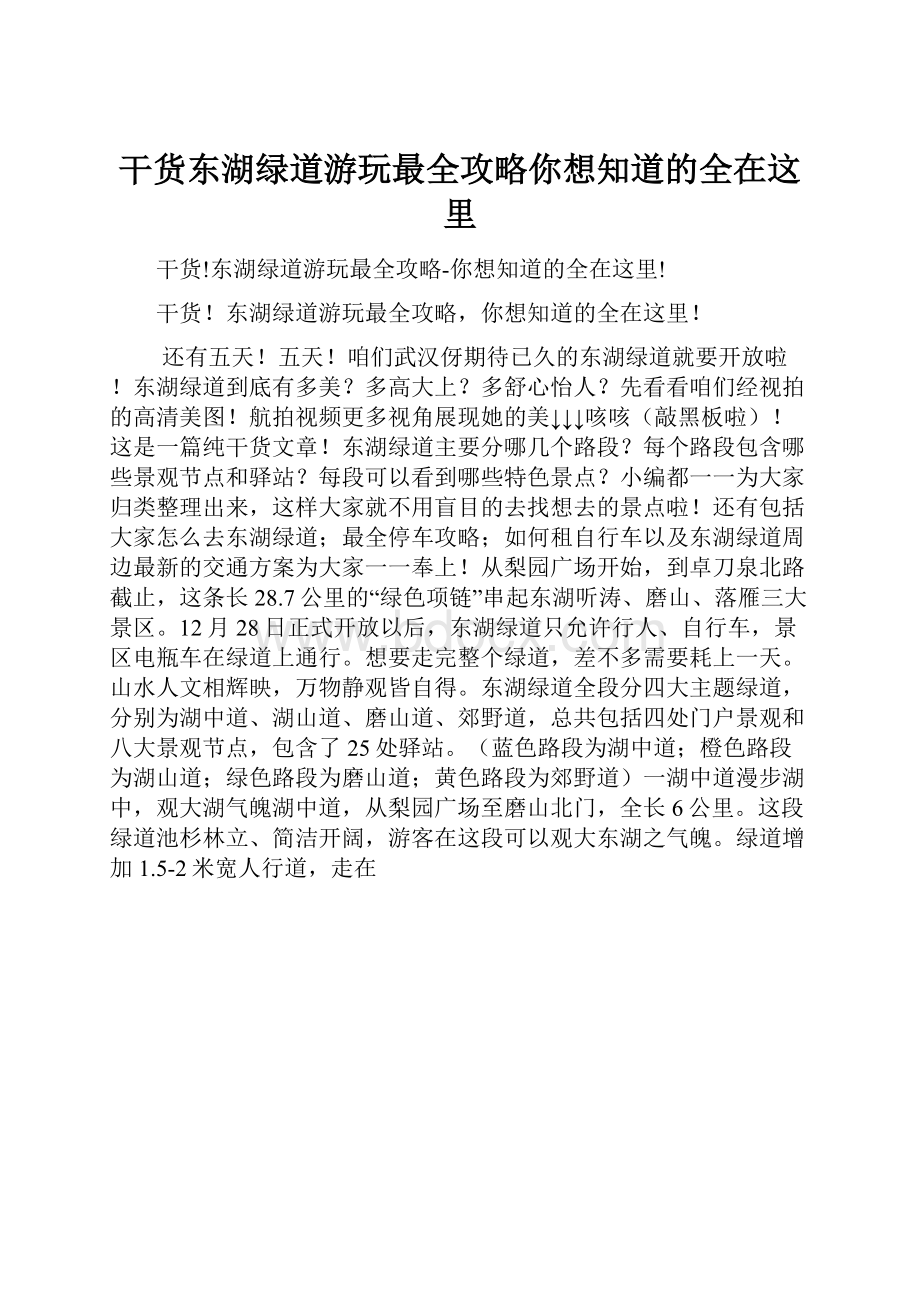 干货东湖绿道游玩最全攻略你想知道的全在这里.docx_第1页