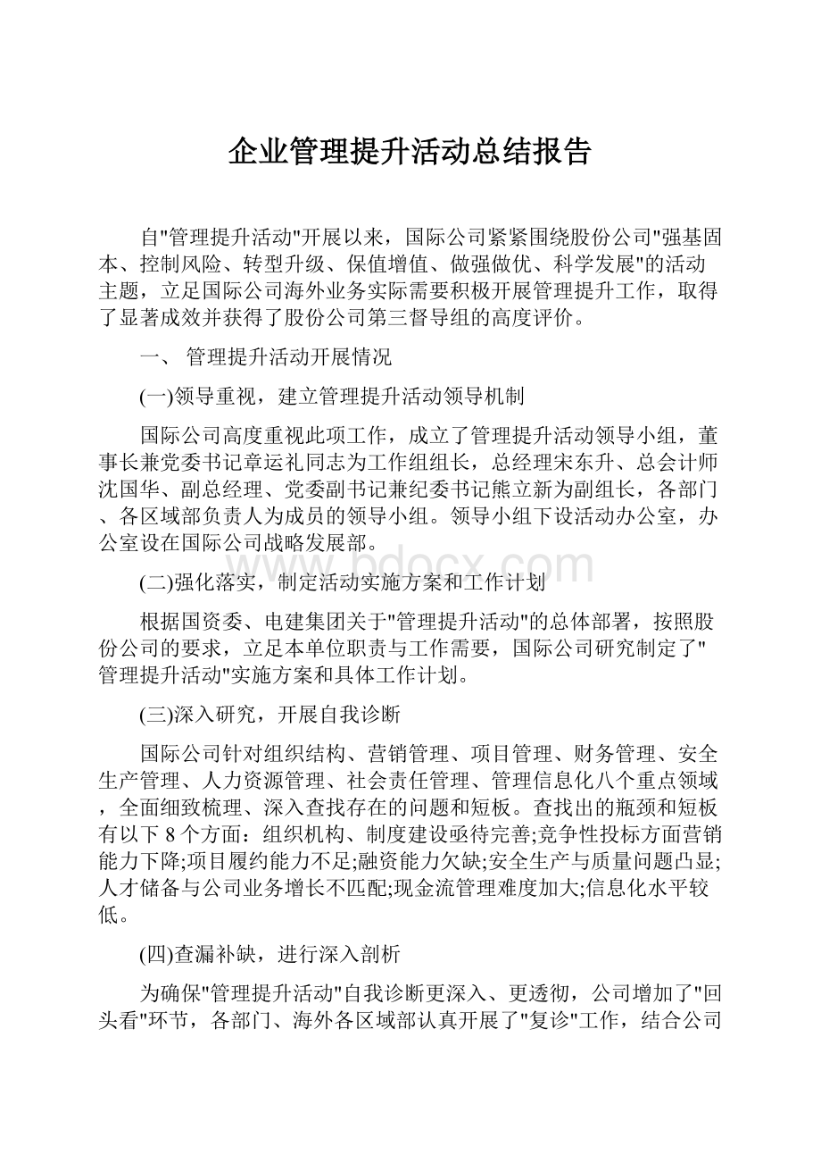 企业管理提升活动总结报告.docx_第1页