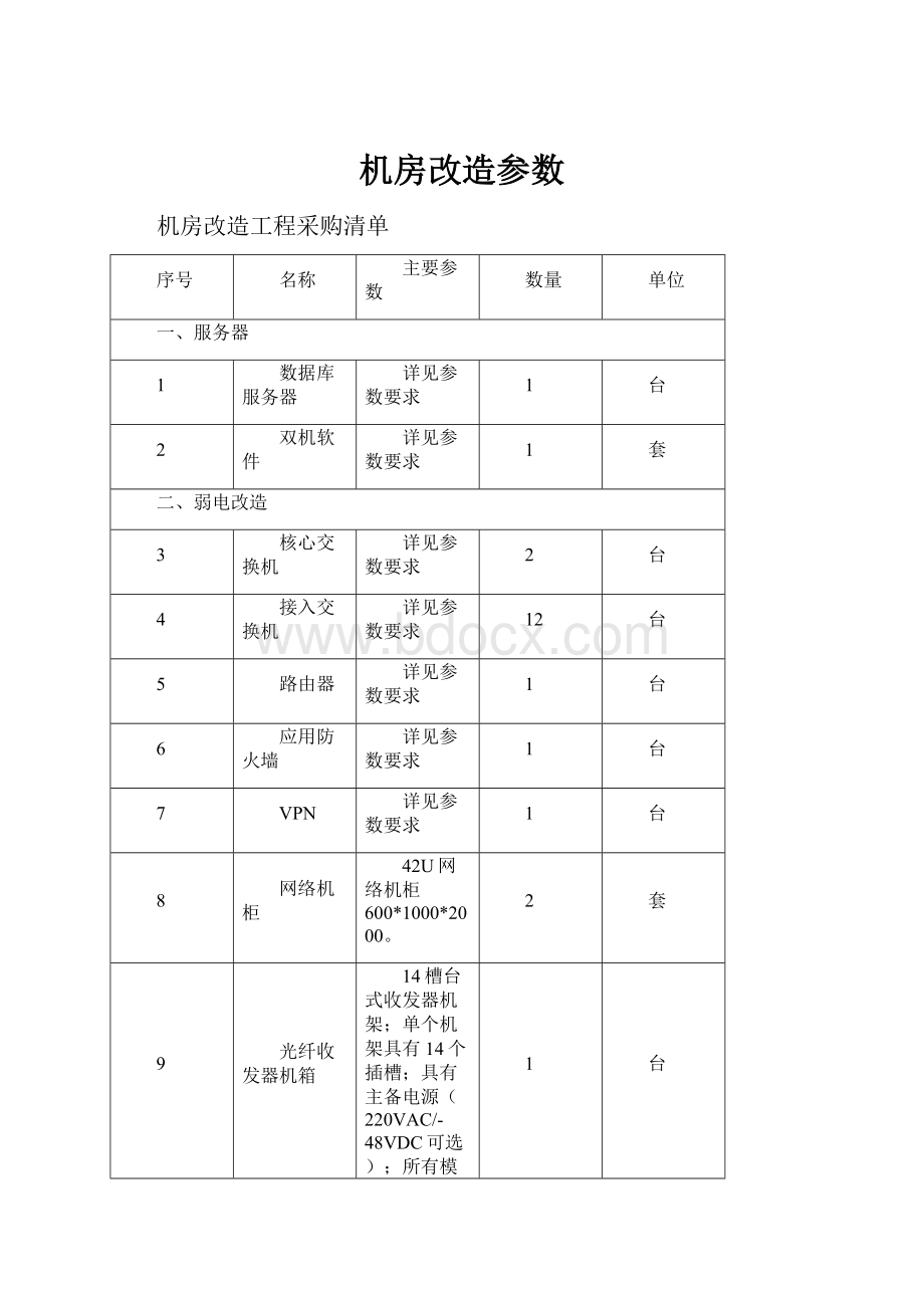 机房改造参数.docx