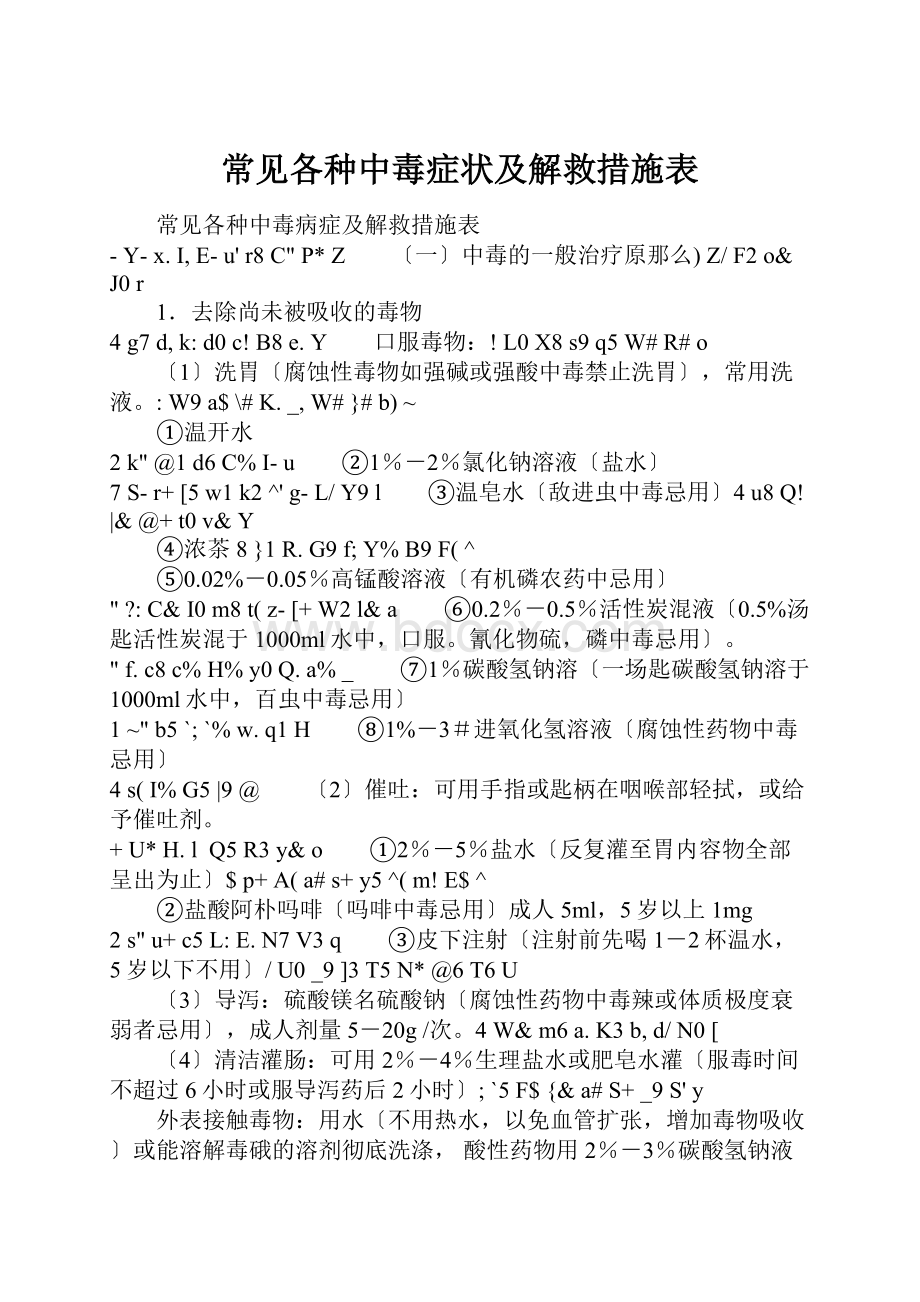 常见各种中毒症状及解救措施表.docx