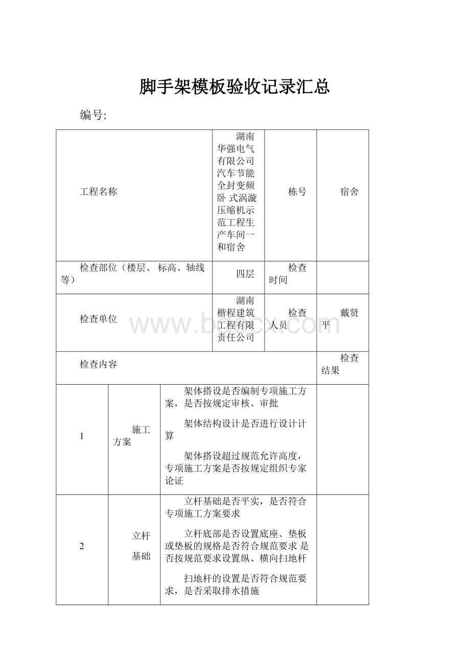 脚手架模板验收记录汇总.docx_第1页