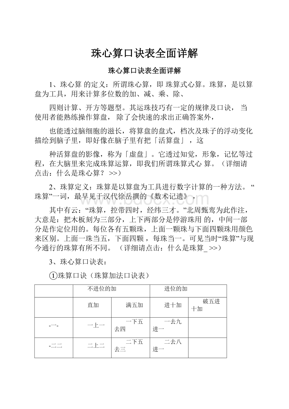 珠心算口诀表全面详解.docx