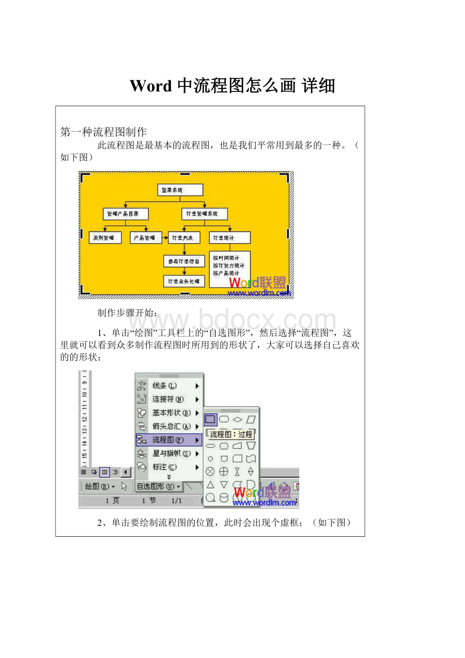 Word中流程图怎么画 详细.docx