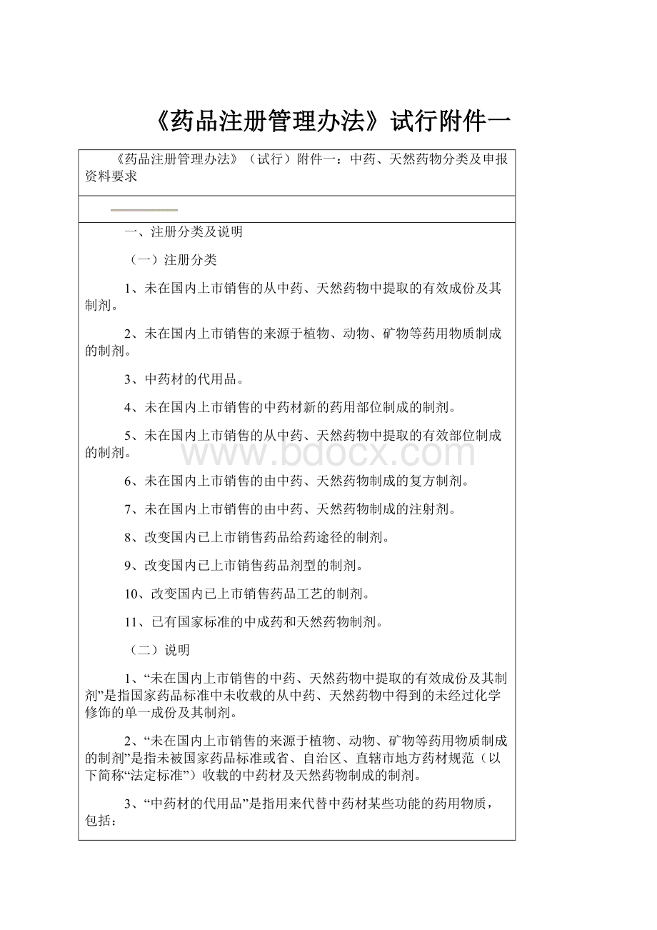 《药品注册管理办法》试行附件一.docx_第1页