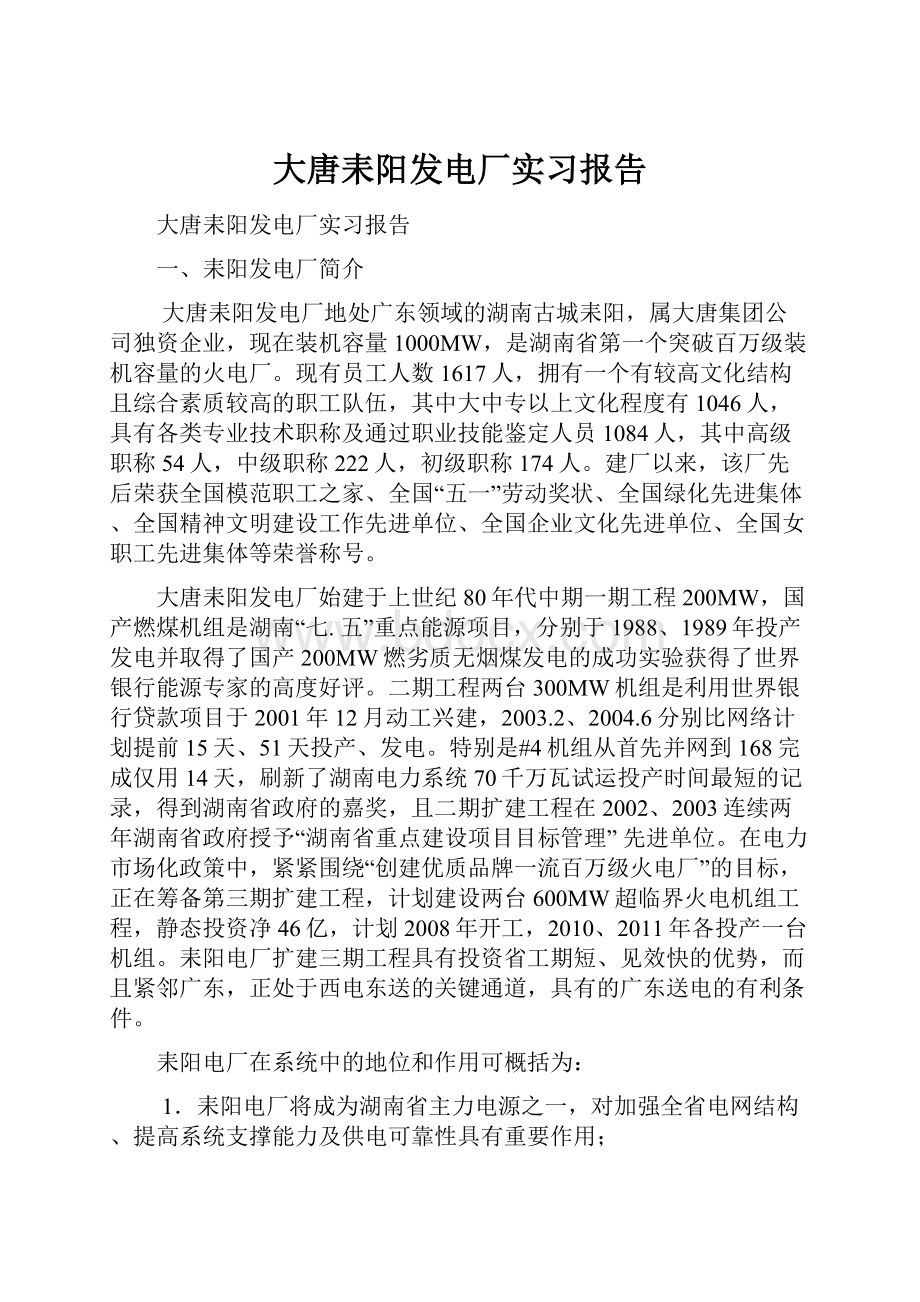 大唐耒阳发电厂实习报告.docx_第1页