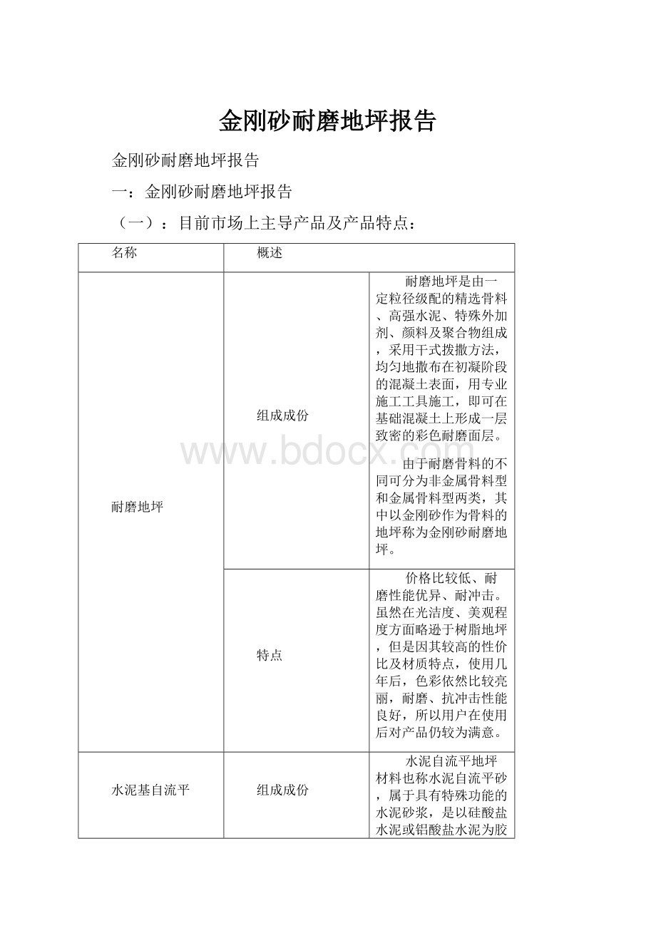 金刚砂耐磨地坪报告.docx_第1页