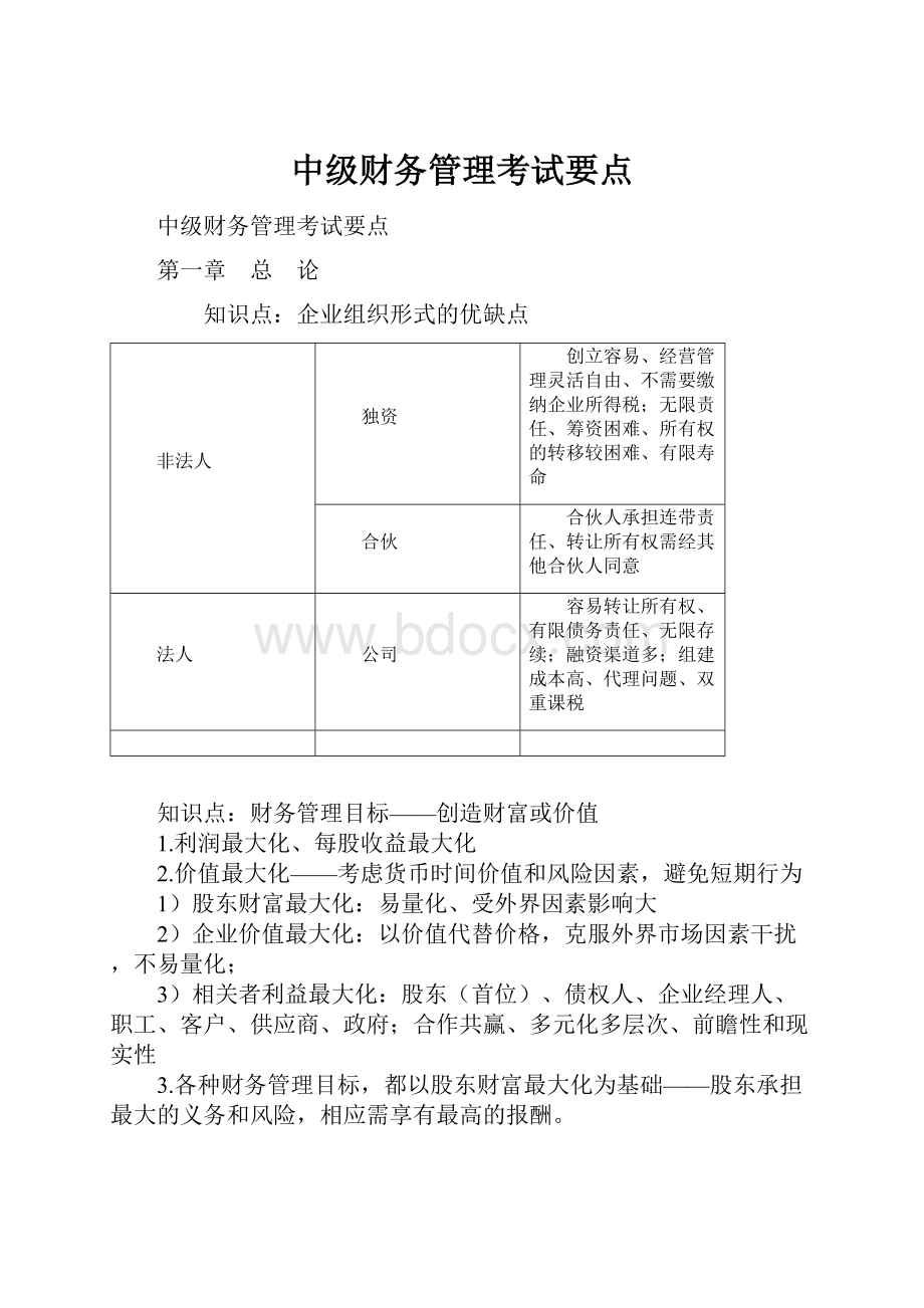 中级财务管理考试要点.docx_第1页