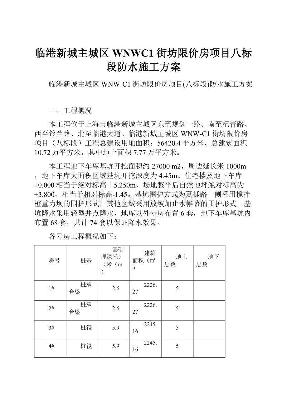 临港新城主城区WNWC1街坊限价房项目八标段防水施工方案.docx_第1页