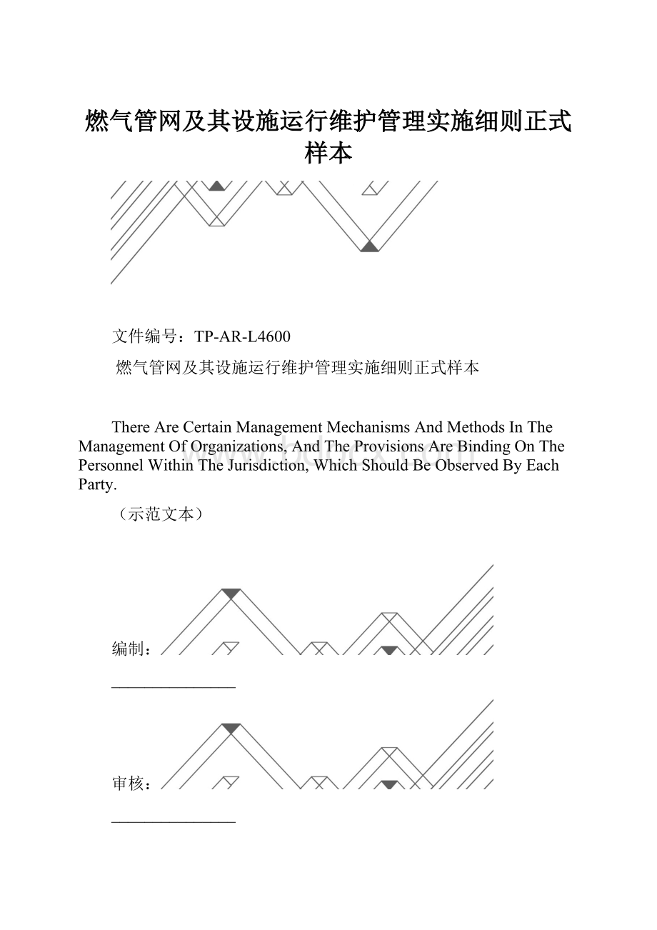 燃气管网及其设施运行维护管理实施细则正式样本.docx