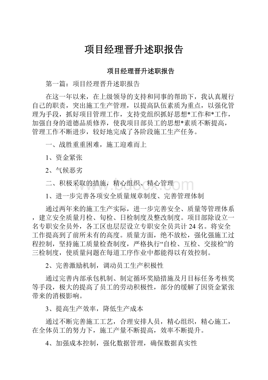 项目经理晋升述职报告.docx_第1页