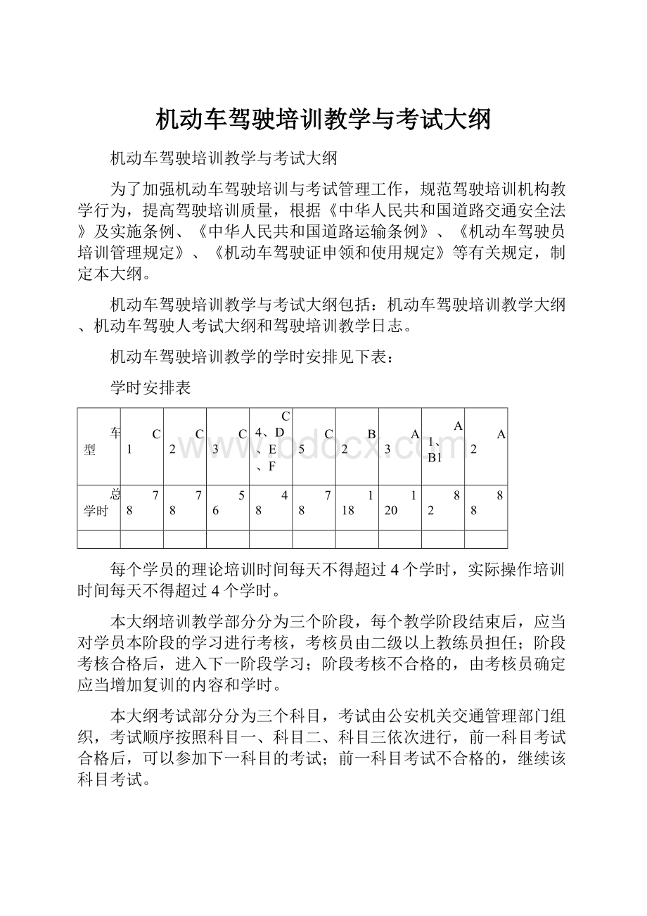 机动车驾驶培训教学与考试大纲.docx_第1页