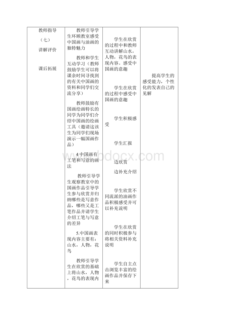 最新人教小学美术六年级上册《第15课中国画与油画欣赏 》wrod教案1.docx_第3页