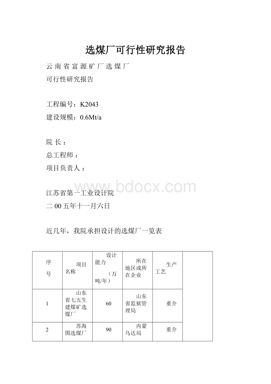 选煤厂可行性研究报告.docx_第1页