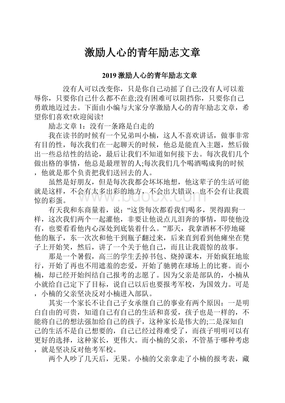 激励人心的青年励志文章.docx_第1页