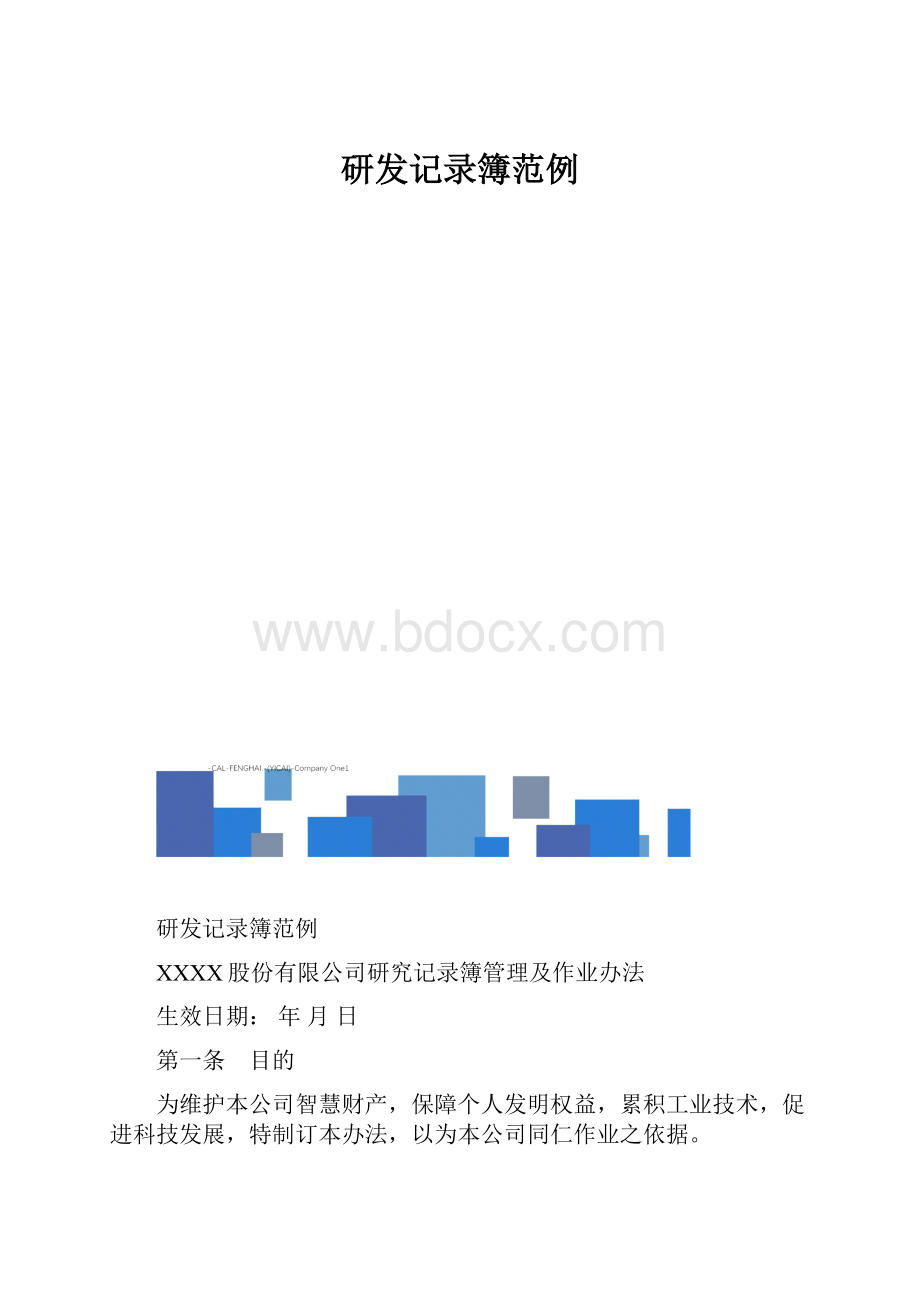 研发记录簿范例.docx