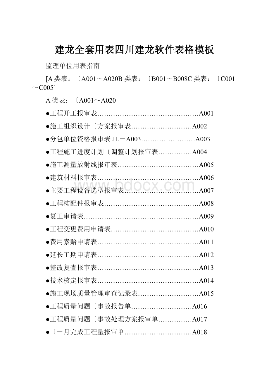 建龙全套用表四川建龙软件表格模板.docx