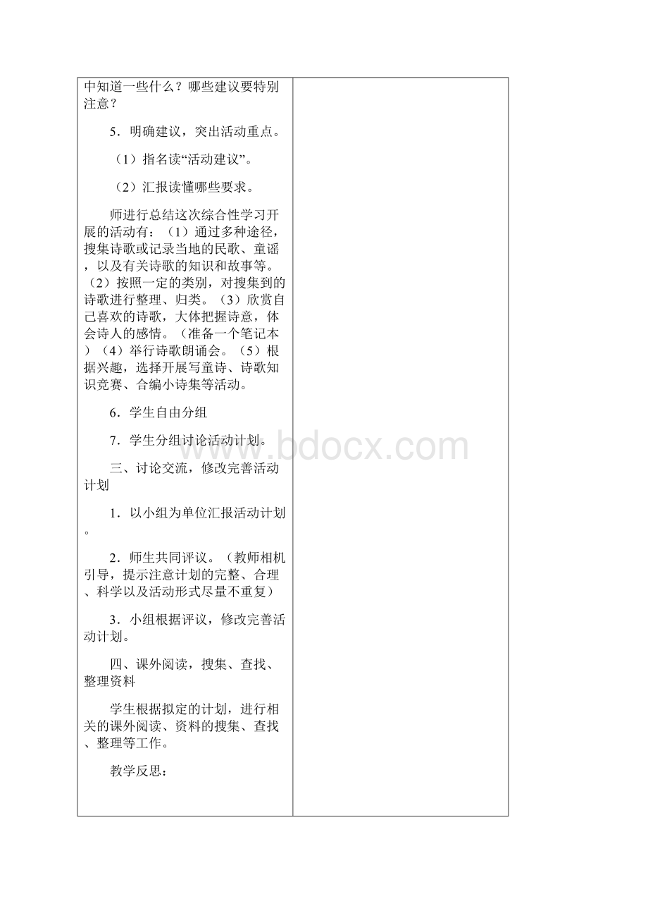 人教新课标六上《综合性学习轻叩诗歌的大门》表格式教学设计1.docx_第2页