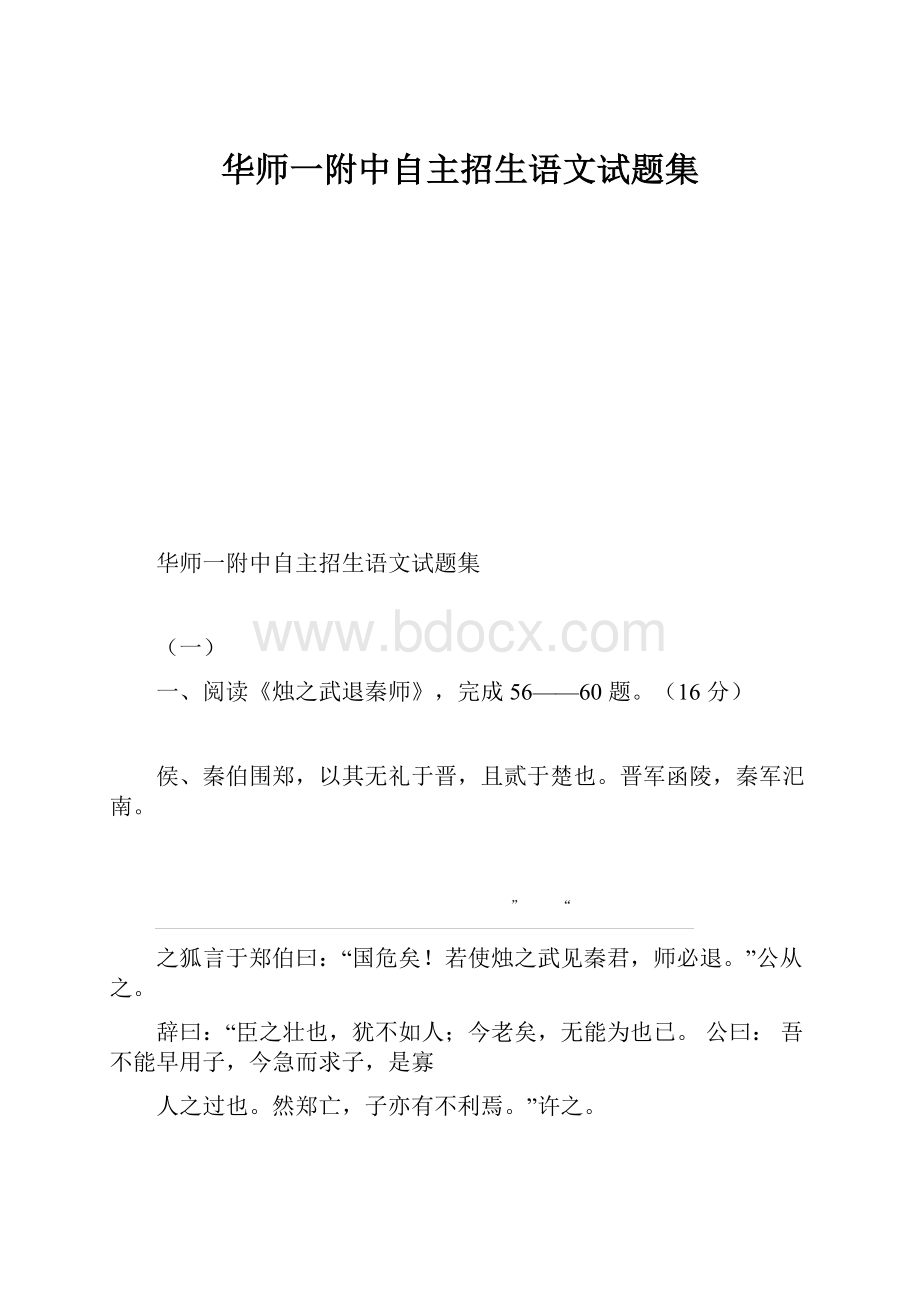 华师一附中自主招生语文试题集.docx