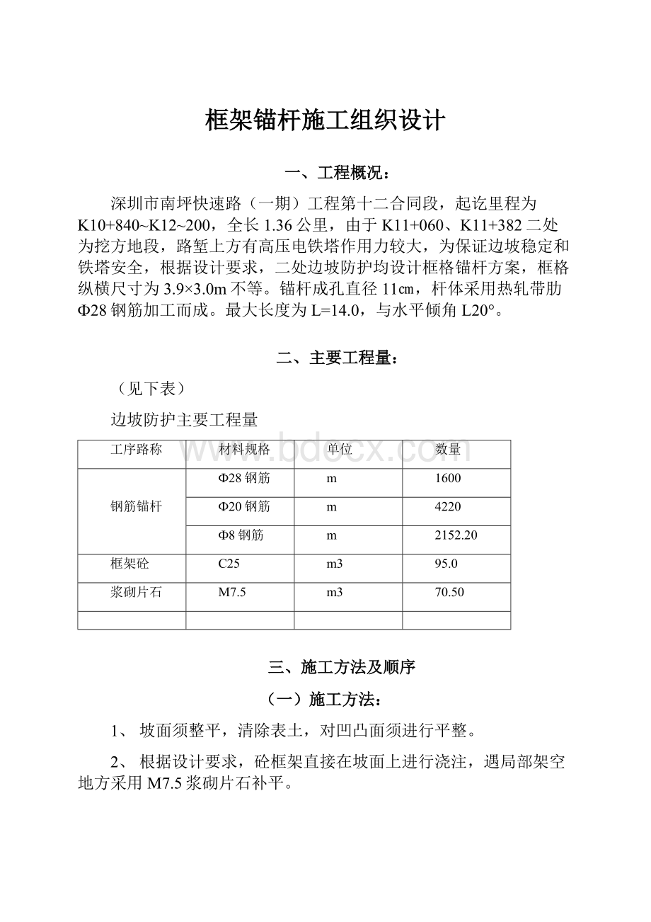 框架锚杆施工组织设计.docx