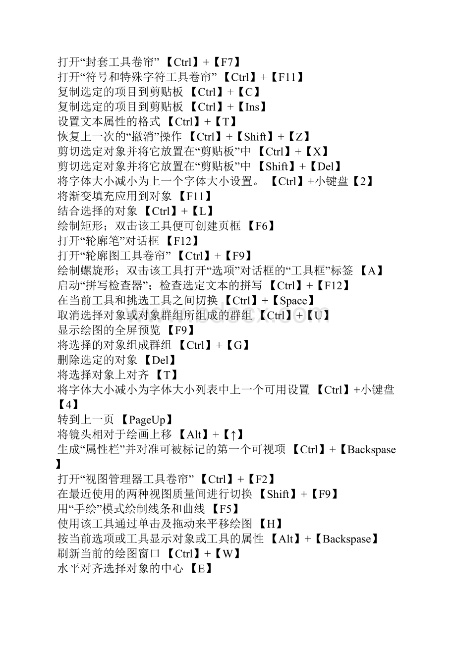 完整版CORELDRAW常用快捷键.docx_第2页