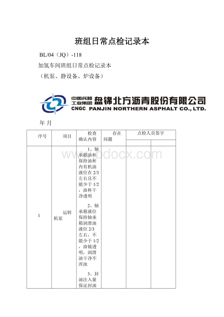 班组日常点检记录本.docx_第1页