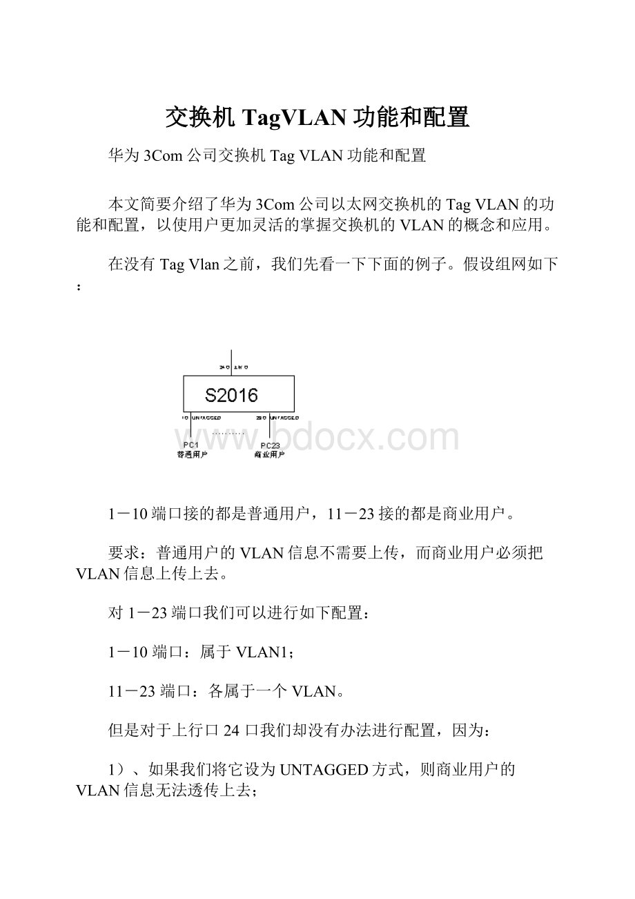 交换机TagVLAN功能和配置.docx