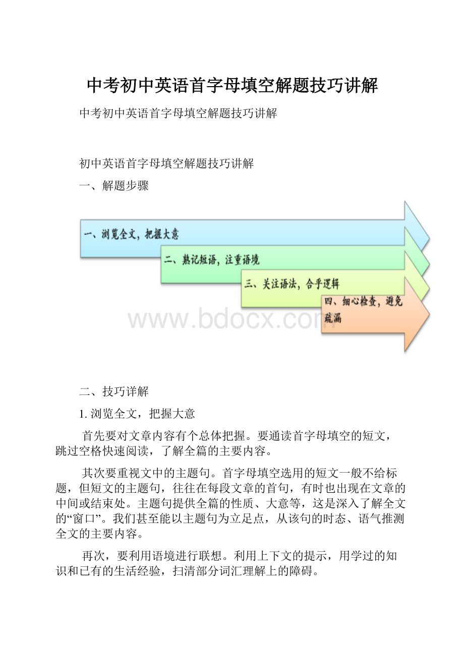 中考初中英语首字母填空解题技巧讲解.docx_第1页