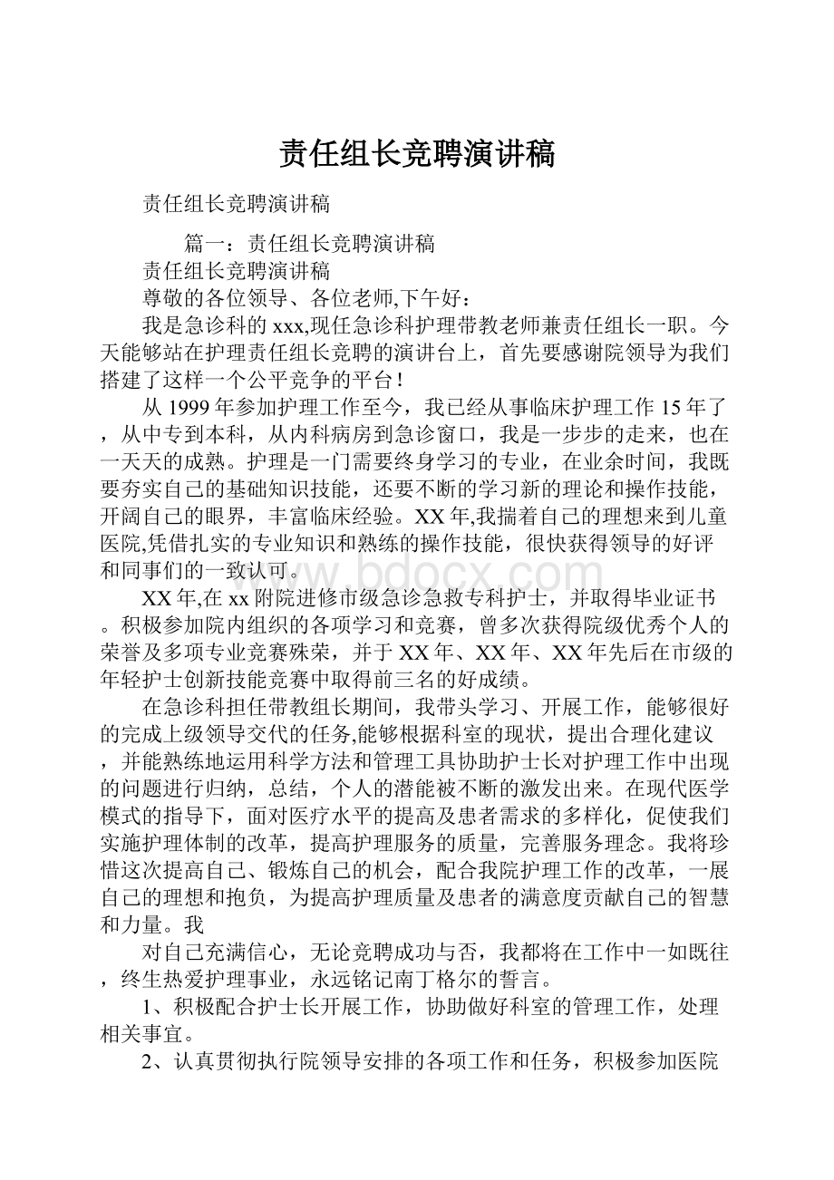 责任组长竞聘演讲稿.docx