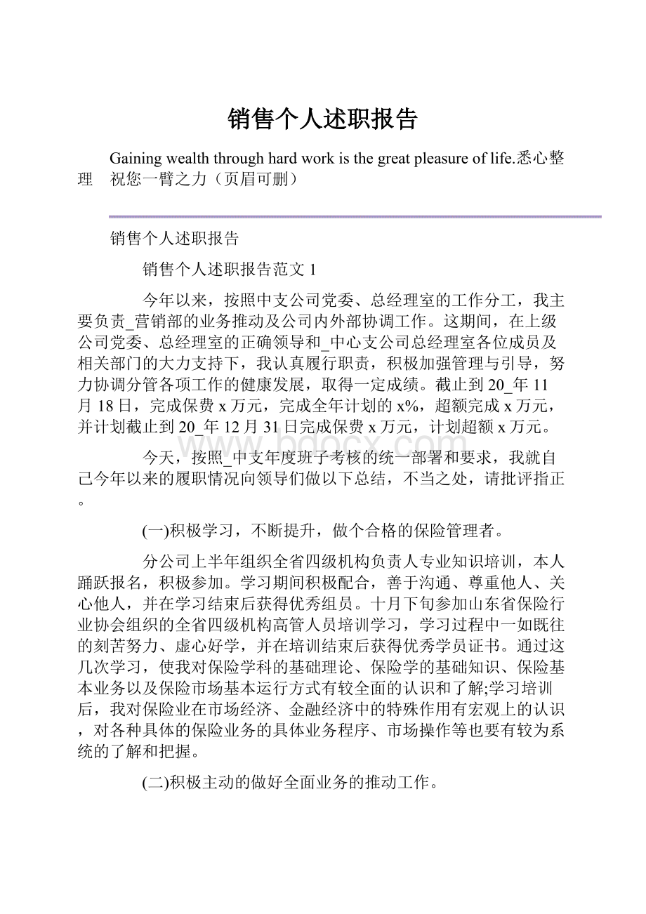 销售个人述职报告.docx