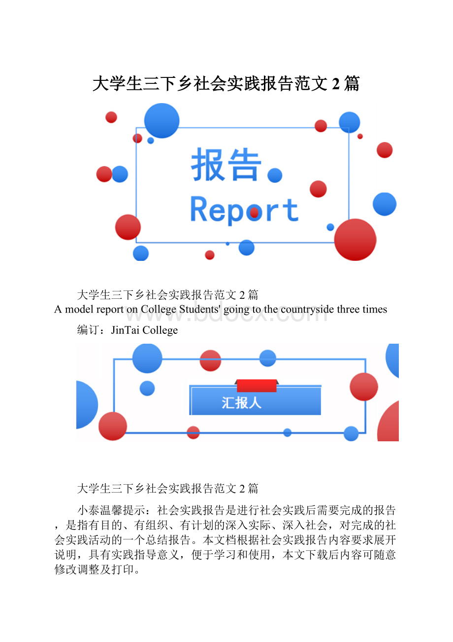 大学生三下乡社会实践报告范文2篇.docx