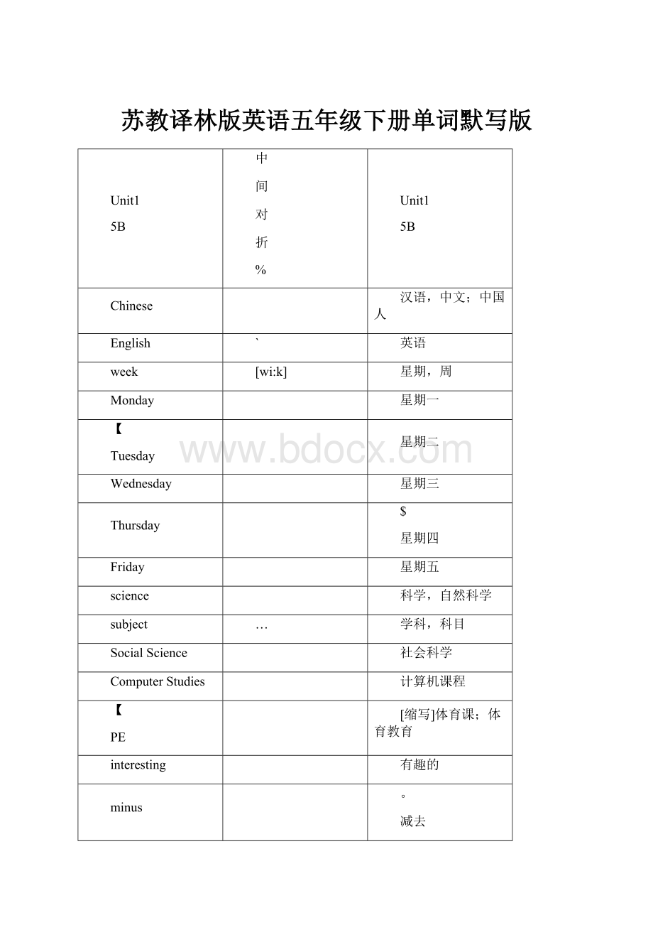 苏教译林版英语五年级下册单词默写版.docx