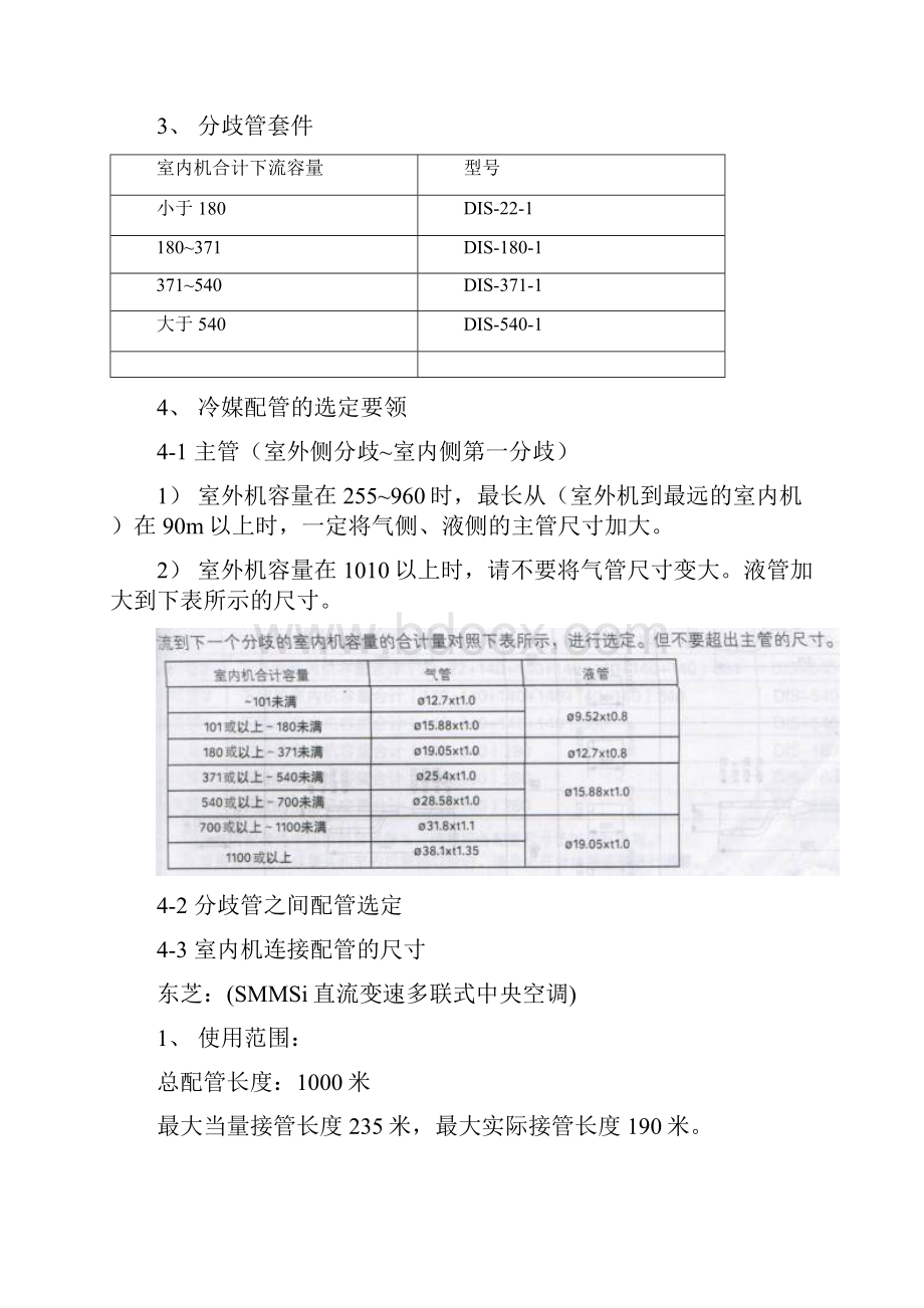 各厂家多联机分歧管及管径选择标准.docx_第3页