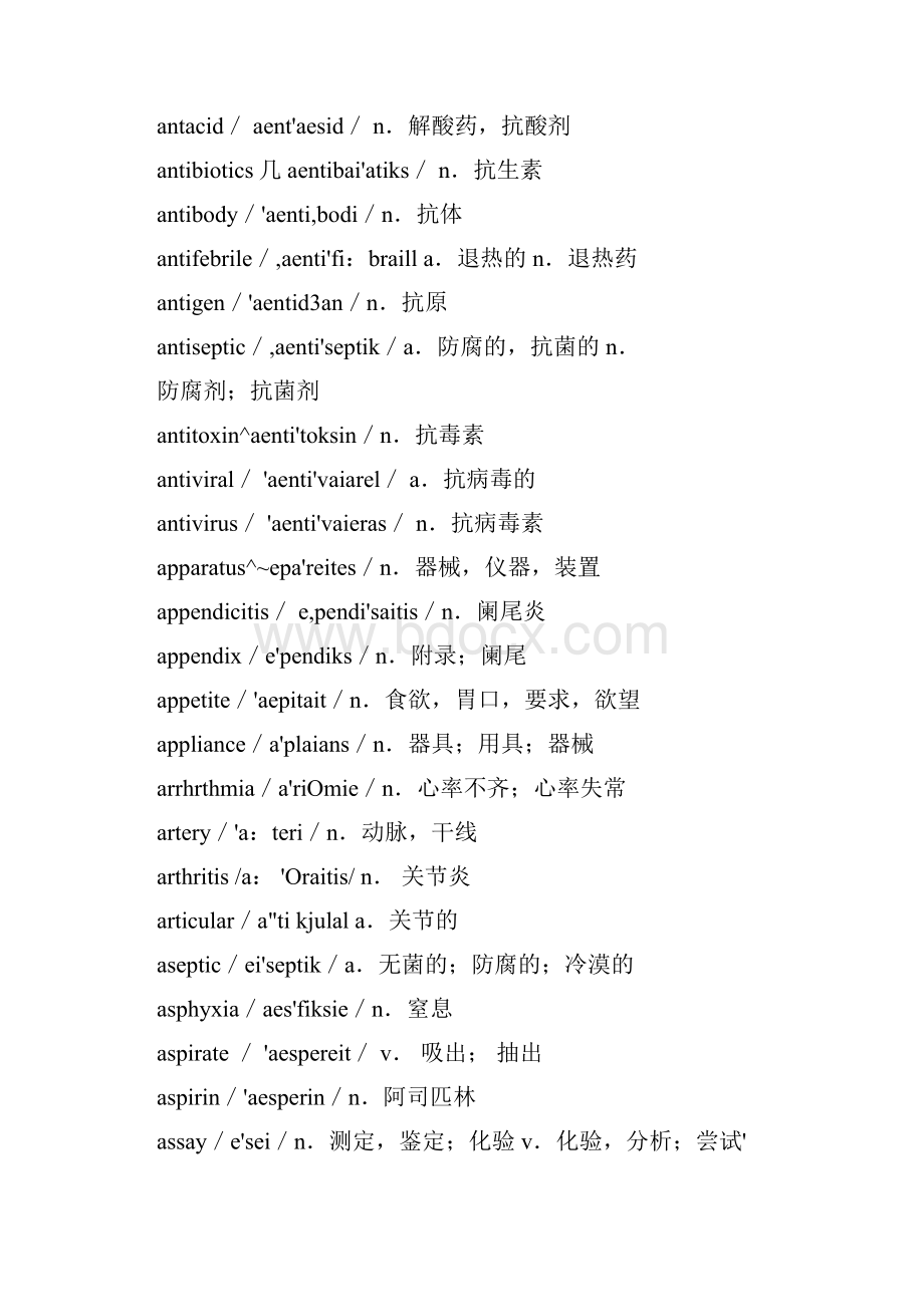 全国医学英语统考医学英语词汇表精选.docx_第2页