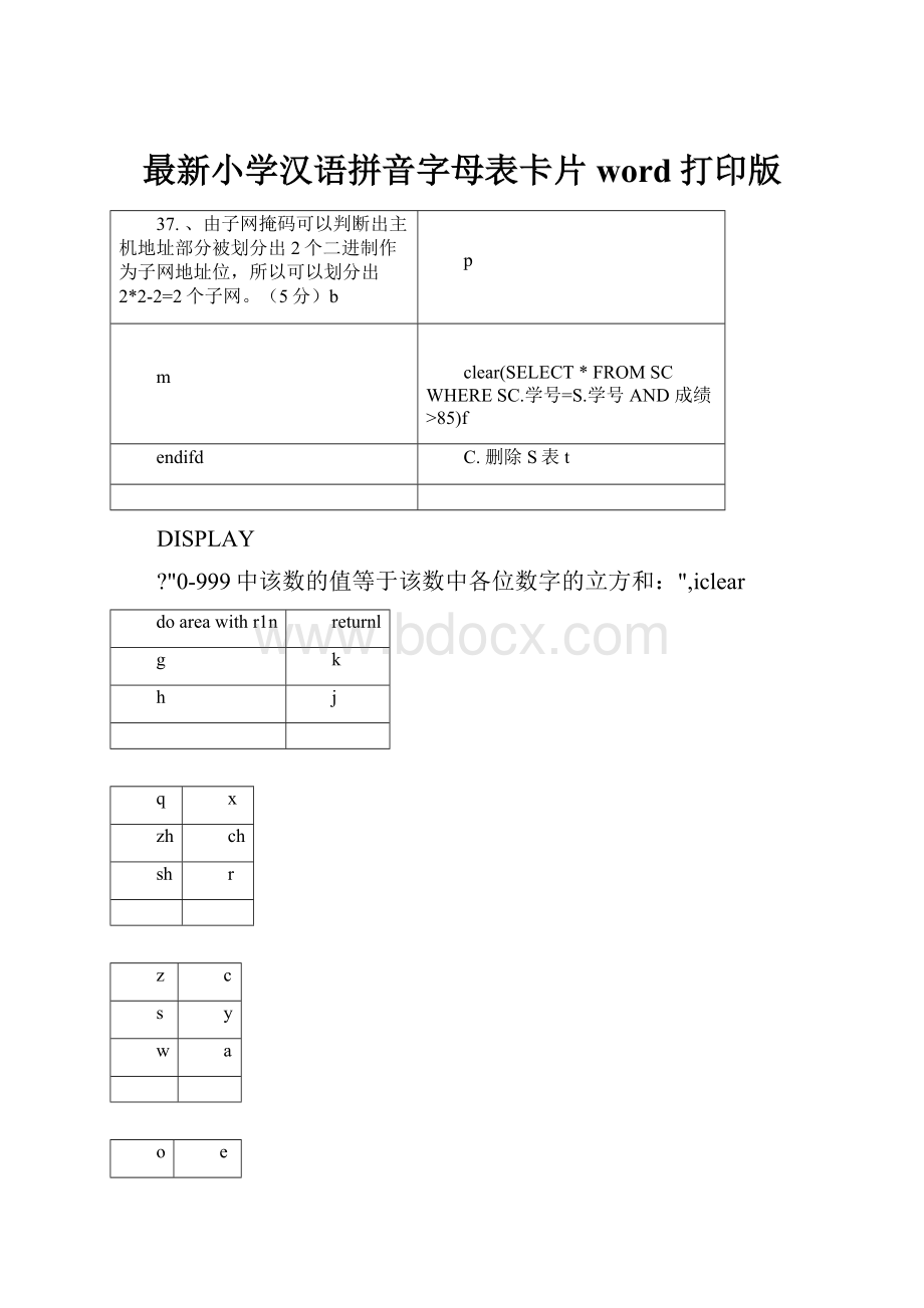 最新小学汉语拼音字母表卡片word打印版.docx