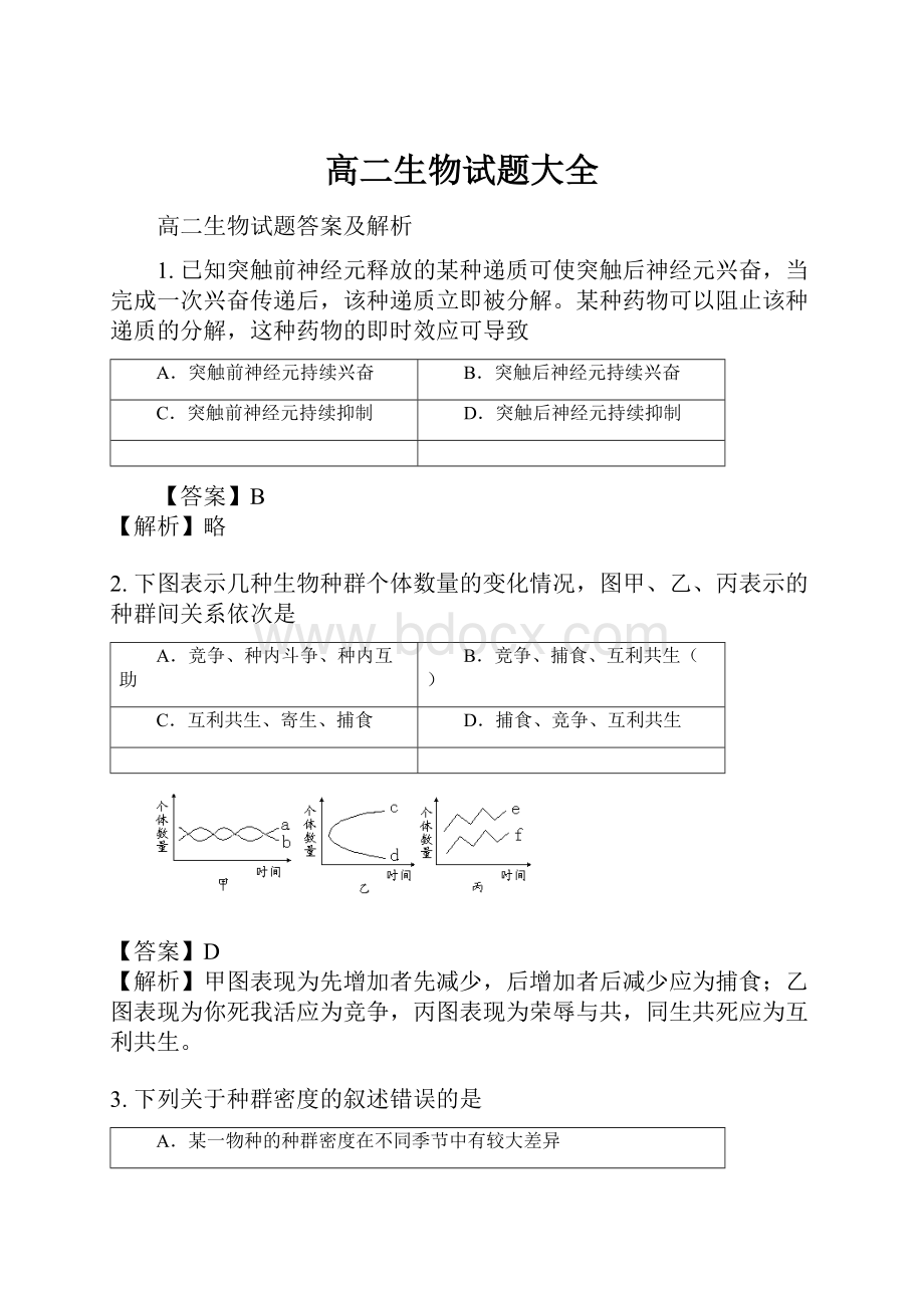 高二生物试题大全.docx