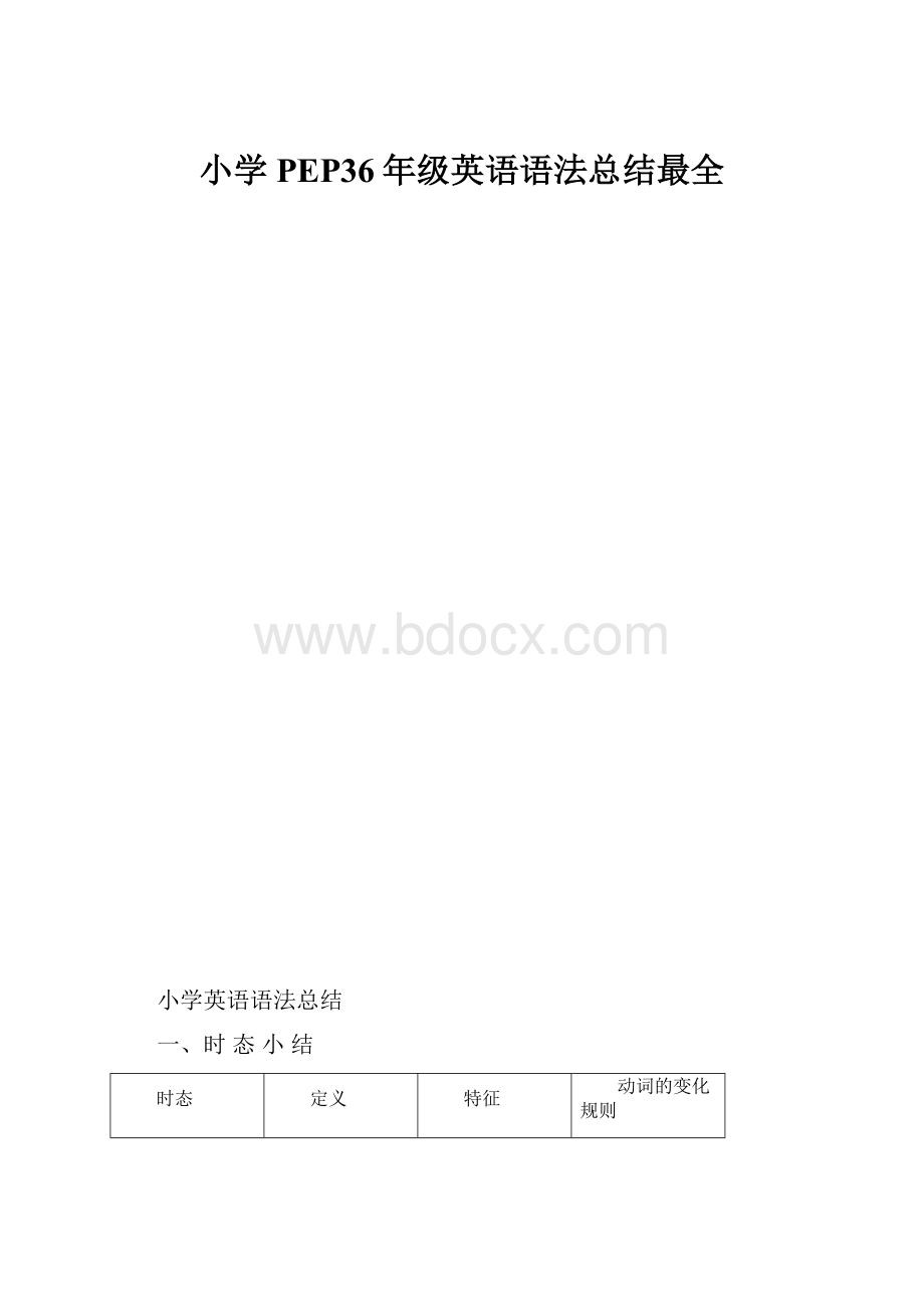 小学PEP36年级英语语法总结最全.docx