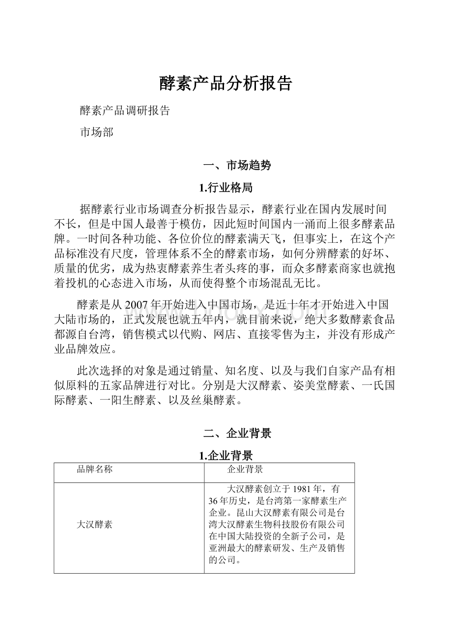 酵素产品分析报告.docx_第1页