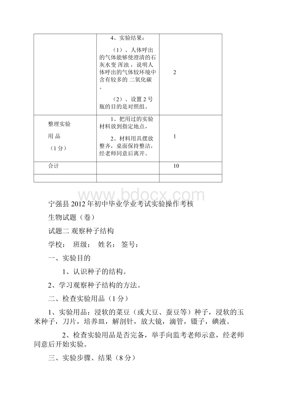 陕西省生物实验操作考试试题及评分标准.docx_第3页