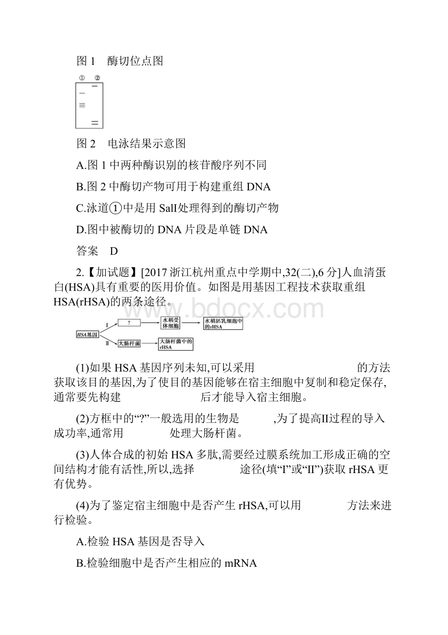 B版浙江省202x年高考生物总复习专题30基因工程教师用书.docx_第3页