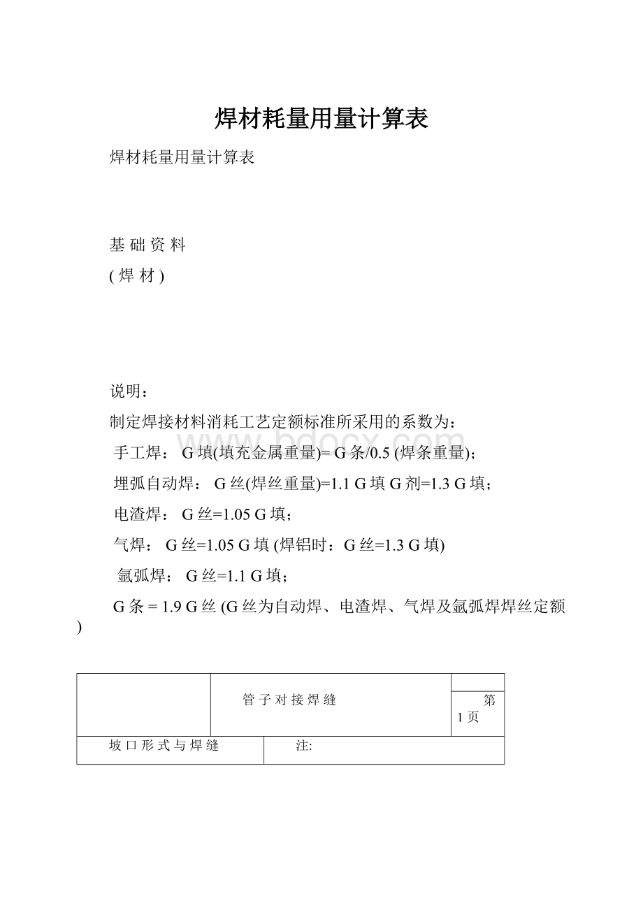 焊材耗量用量计算表.docx_第1页