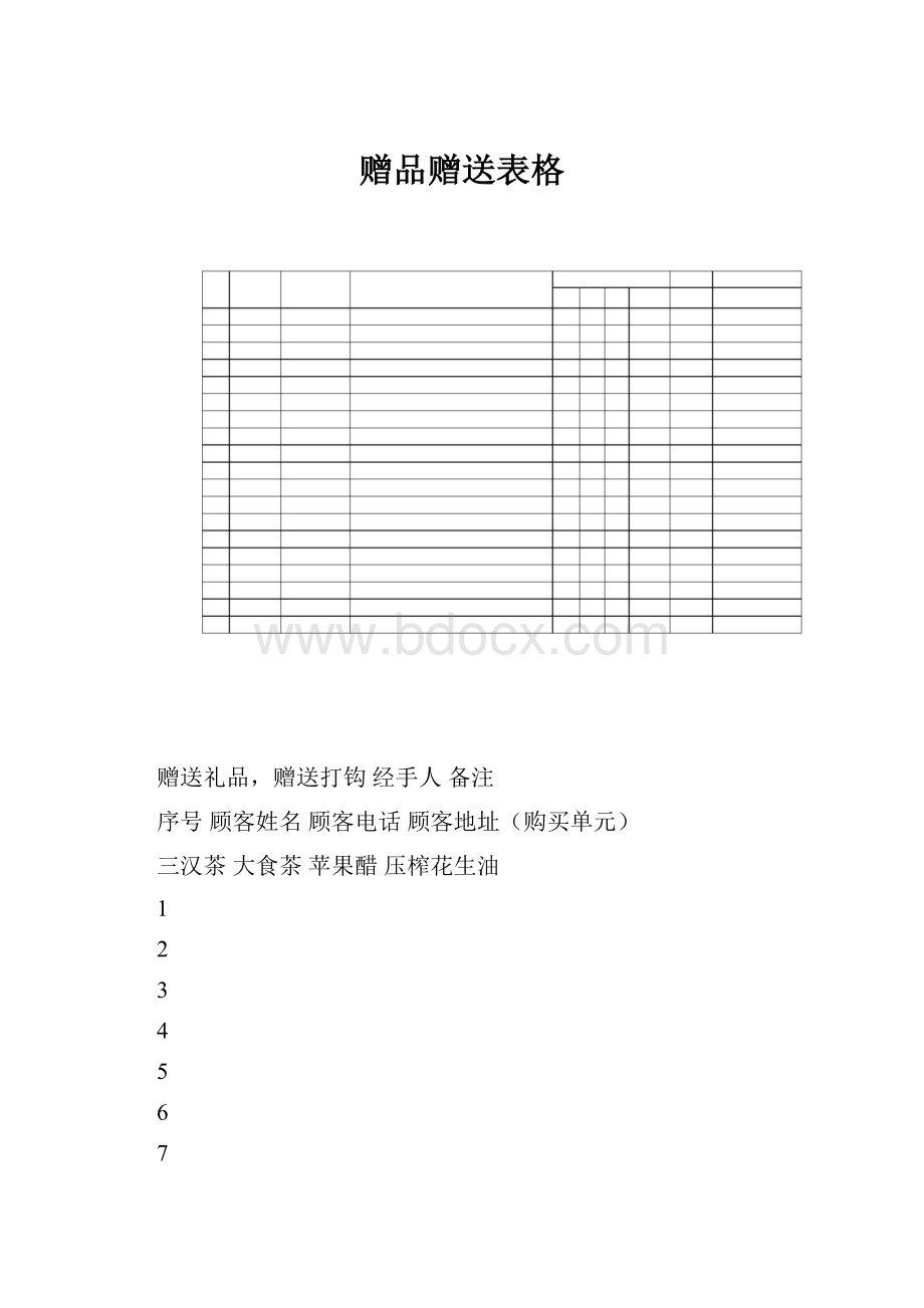 赠品赠送表格.docx