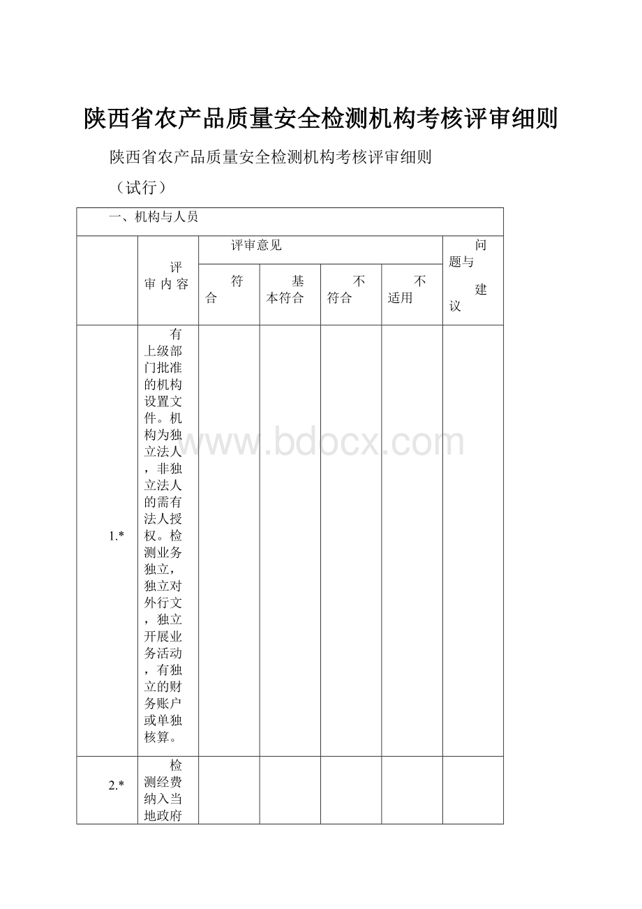 陕西省农产品质量安全检测机构考核评审细则.docx_第1页
