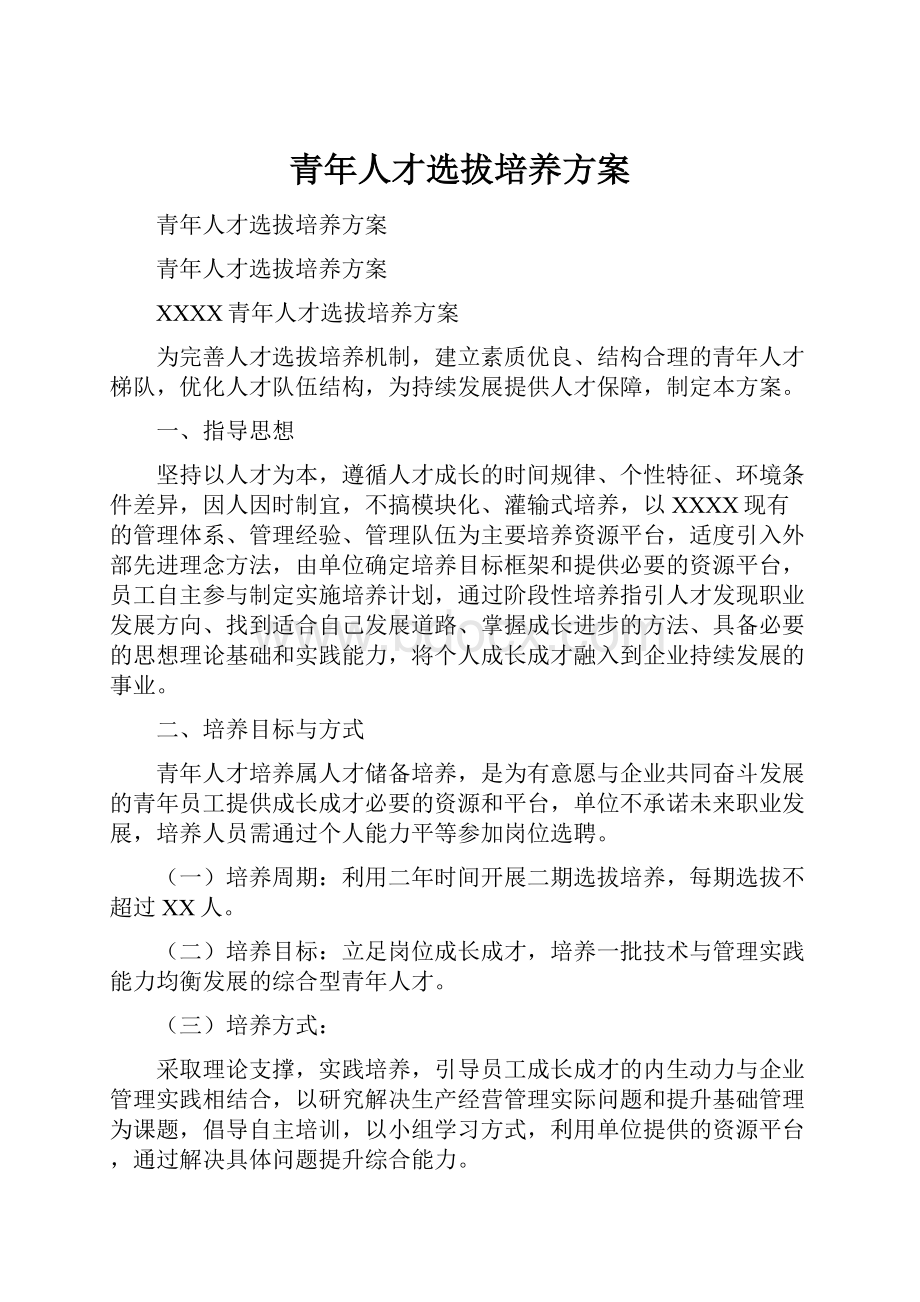 青年人才选拔培养方案.docx